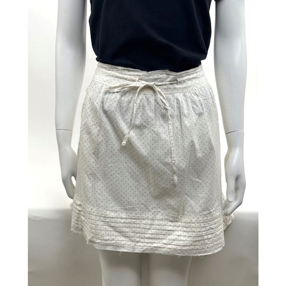 Zadig & Voltaire Ivory Gold Star Print Mini Skirt Size 36 Drawstring Pleated Hem
